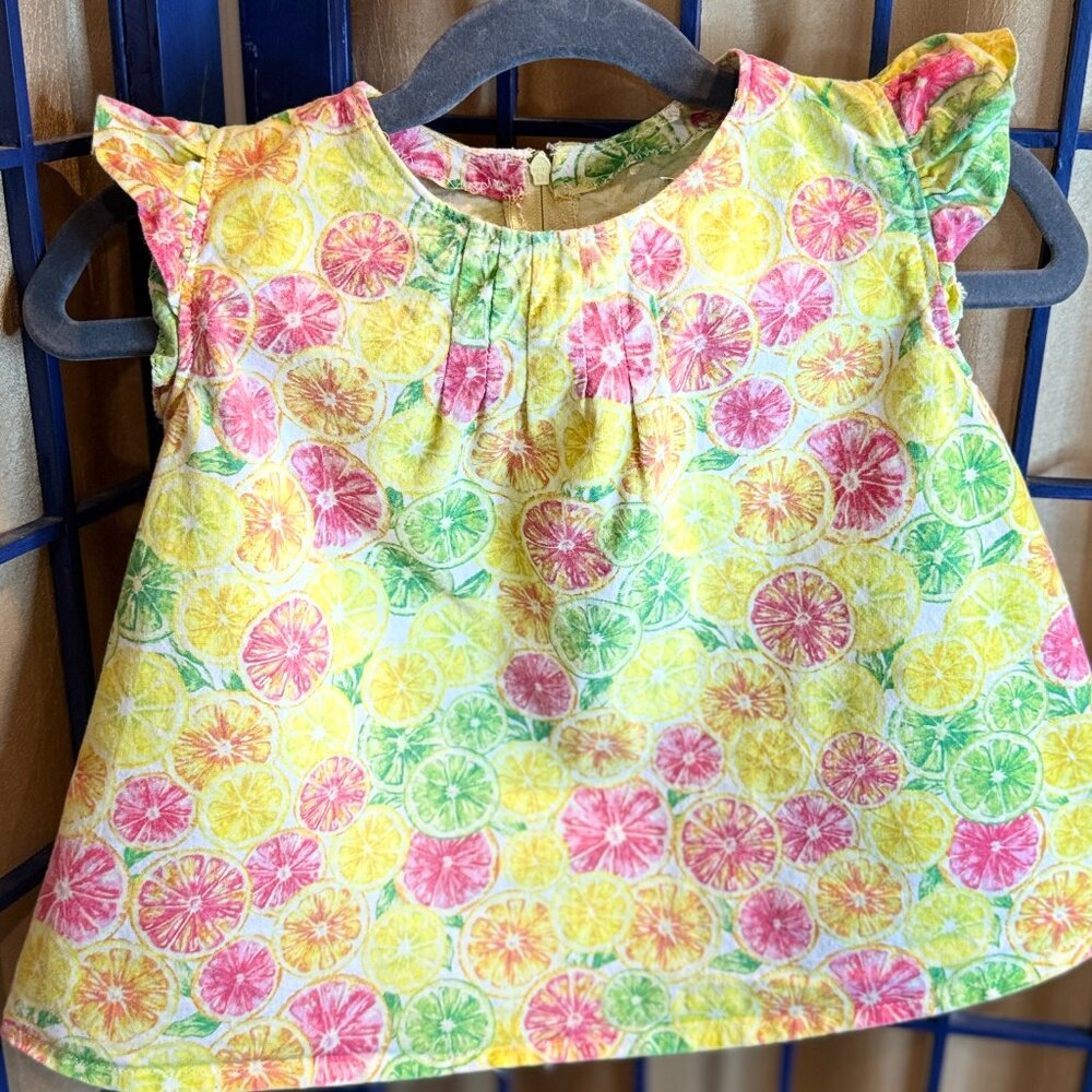 Zoey’s Kids Citrus Print Dress 12 Months Sleeveless Spring Summer Easter Outfit